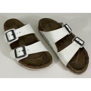 Birkenstock Arizona Birko-Flor Sandal White Sz 39 EU 8 US Women’s Granola Girl